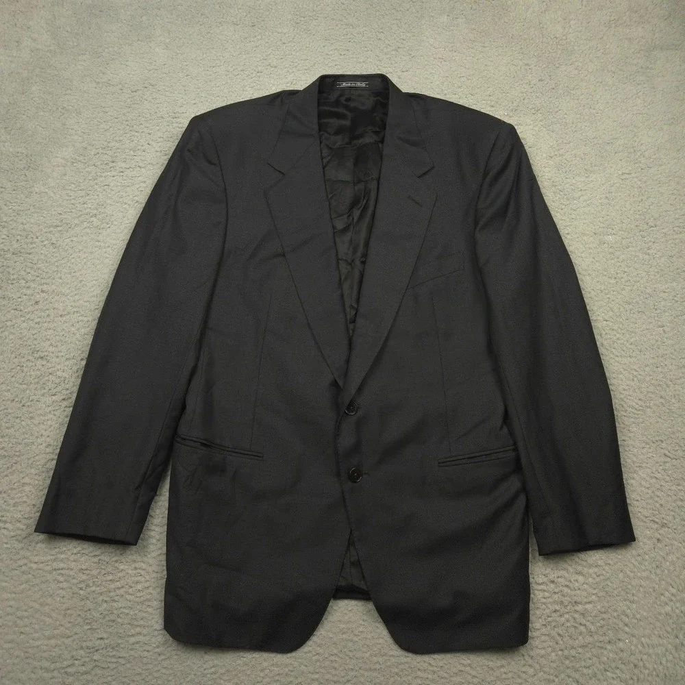 Ermenegildo Zegna Super 100s Wool Blazer IT54 Black Made Italy Sport Coat